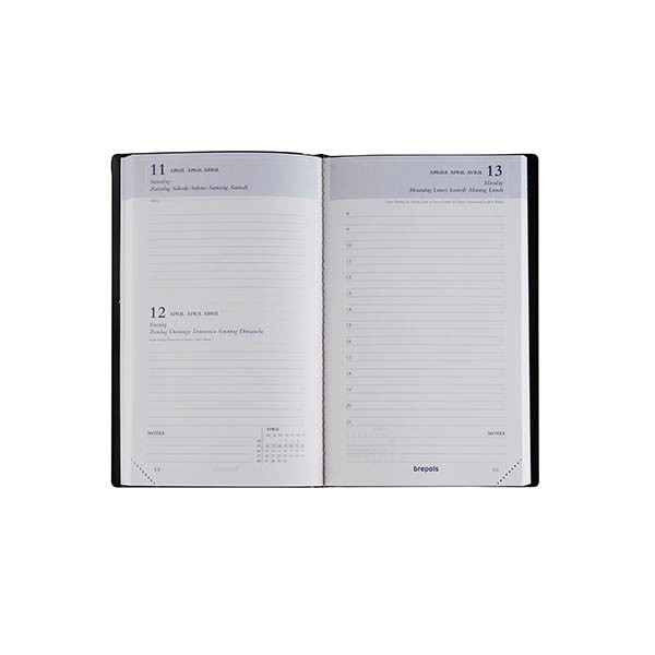 Brepols Agenda Breform Seta 2027 agenda journalier avec horaires (1 jour par page) 6 langues - noir 440266 - 2
