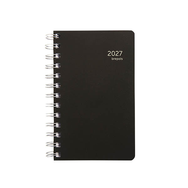 Brepols Agenda Building Recycled PP 2027 agenda journalier avec horaires (1 jour par page) 6 langues - noir 440265 - 1