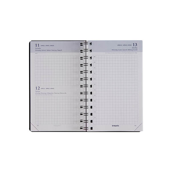 Brepols Agenda Building Recycled PP 2027 agenda journalier avec horaires (1 jour par page) 6 langues - noir 440265 - 2