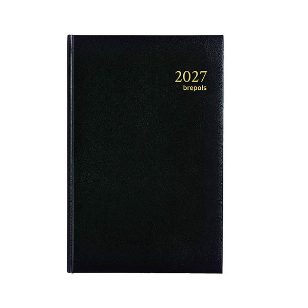 Brepols Agenda Saturnus Lima 2027 agenda journalier avec horaires (2 jours par page) 4 langues - noir 440260 - 1