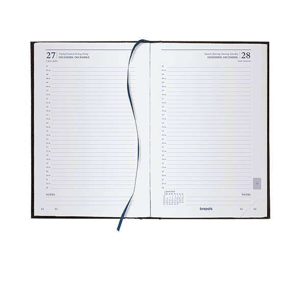 Brepols Agenda Saturnus Luxe Dubletta 2027 agenda journalier avec demi-heures (1 jour par page) 4 langues - gris 440257 - 2
