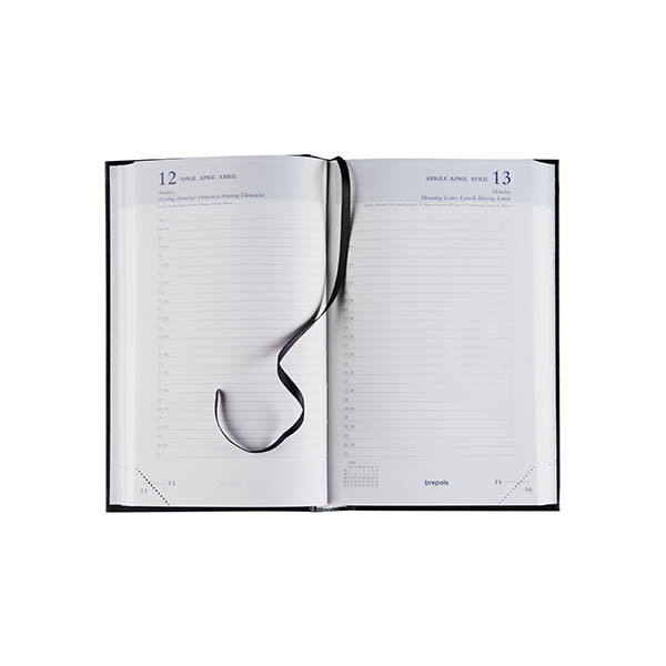 Brepols Brefix Lima agenda journalier 2027 avec répartition par demi-heure 6 langues (1 jour par page) - bleu 440249 - 2
