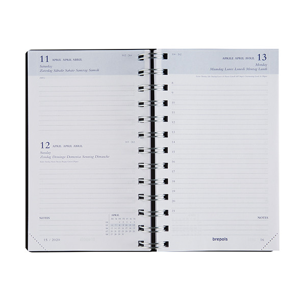Brepols Breform Polyprop agenda journalier 2026 avec répartition par heure (1 jour par page) 6 langues - bleu 0.516.4910.06.4.0 262444 - 2