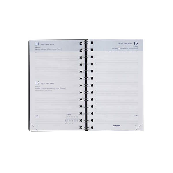 Brepols Breform Polyprop agenda journalier format horaire 2027 (1 jour par page) 6 langues - bleu 440269 - 2