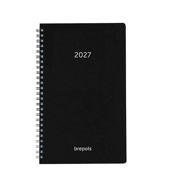 Brepols Breform Polyprop agenda journalier format horaire 2027 (1 jour par page) 6 langues - noir 440268 - 1