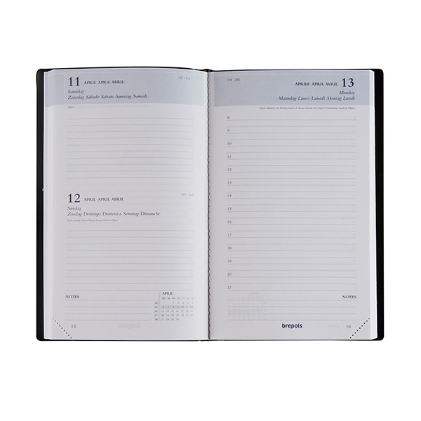 Brepols Breform Seta agenda journalier 2026 avec répartition par heure (1 jour par page) 6 langues - noir 0.516.2120.01.6.0 262441 - 2