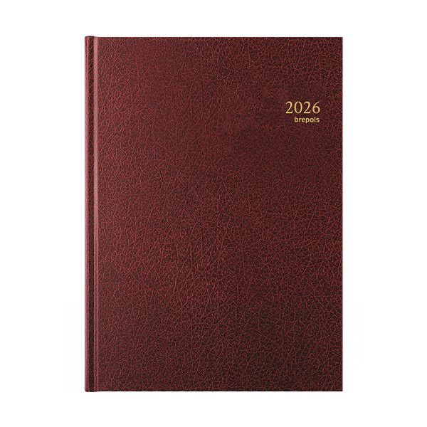 Brepols Bremax Santex agenda journalier 2026 avec répartition par quart d'heure (1 jour par 2 pages) 6 langues - bordeaux 0.002.1345.04.6.0 262403 - 1