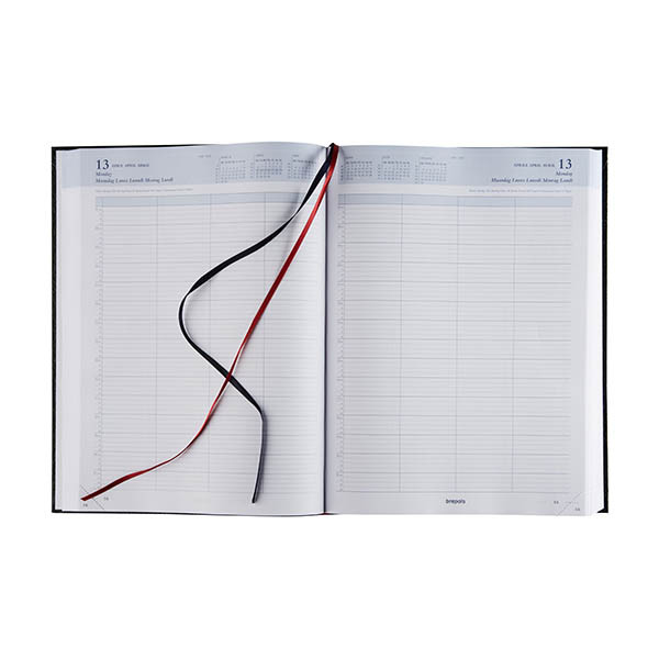 Brepols Bremax Santex agenda journalier 2026 avec répartition par quart d'heure (1 jour par 2 pages) 6 langues - bordeaux 0.002.1345.04.6.0 262403 - 2