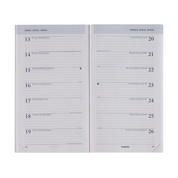Brepols Breplan recharge d'agenda semainier 2026 (1 semaine par page) 6 langues 0.774.9900.00.8.0 262506 - 1