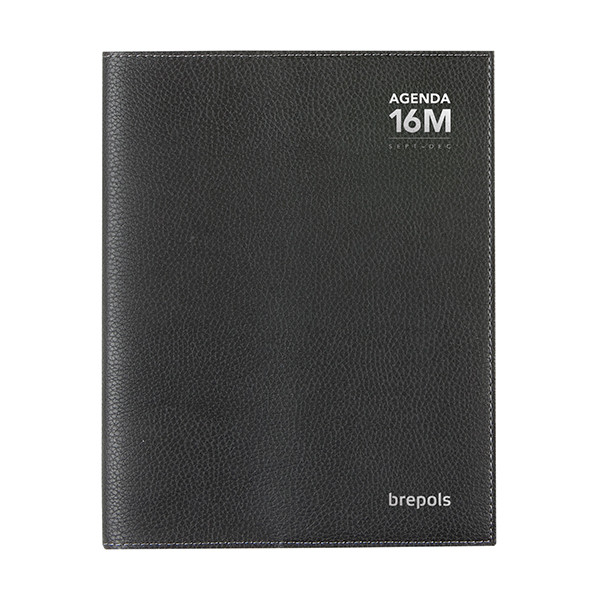 Brepols Bretime Calpe agenda semainier 16 mois avec répartition par heure 2025-2026 (1 semaine sur 2 pages) 6 langues - noir 2.066.2582.01.2.0 262386 - 1