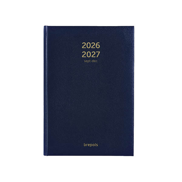 Brepols Bretime Lima 16 mois agenda semainier avec planning par heure 2026-2027 (1 semaine par 2 pages) 6 langues - bleu 440179 - 1