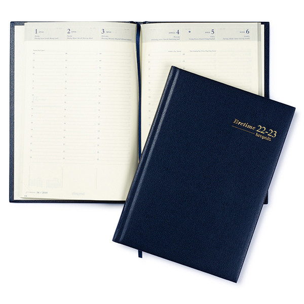 Brepols Bretime Lima agenda semainier 16 mois 2022-2023 (1 semaine sur 2 pages) 6 langues - bleu 265295 - 1