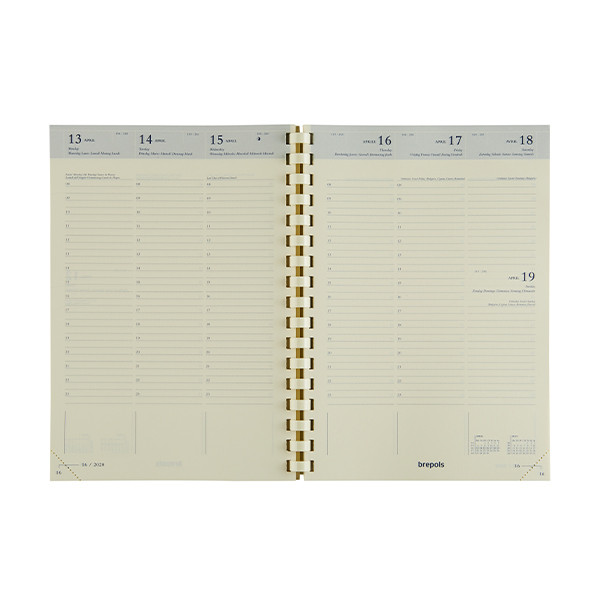 Brepols Bretime recharge pour agenda semainier 16 mois avec répartition par heure 2025-2026 (1 semaine sur 2 pages) 6 langues 2.066.9900.00.2.0 262388 - 1