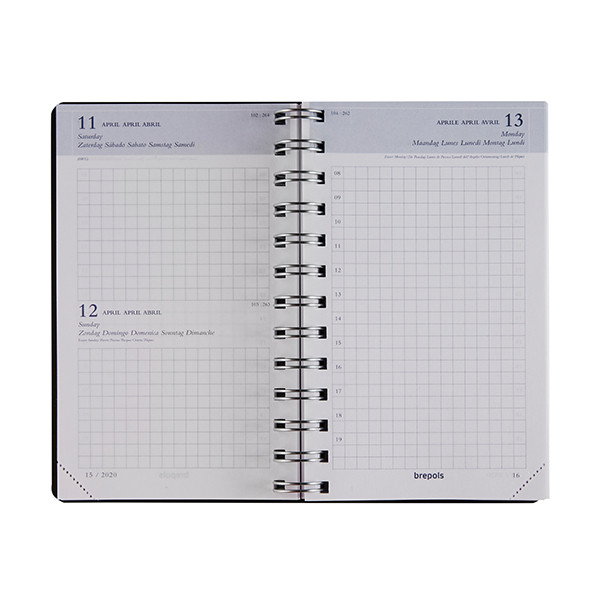 Brepols Building Recycled PP agenda journalier 2026 avec répartition par heure (1 jour par page) 6 langues - noir 0.414.4910.01.4.0 262440 - 2