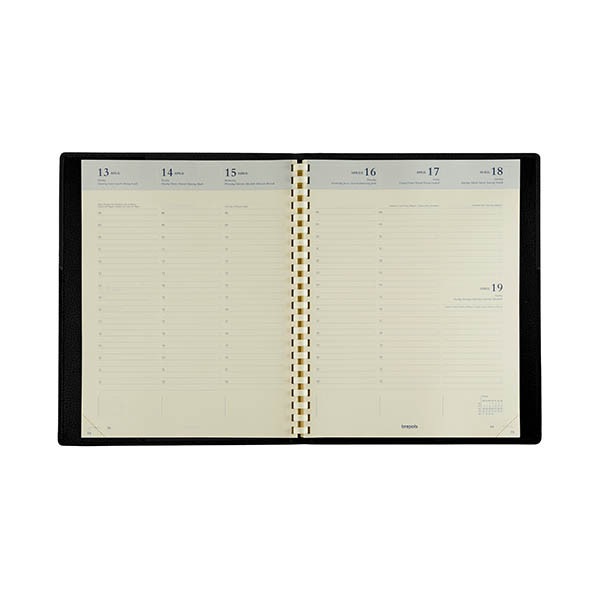 Brepols Concorde Calpe agenda semainier avec répartition par heure 2027 (1 semaine, 2 pages) 6 langues - noir 440302 - 2
