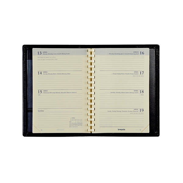Brepols Delta Palermo agenda hebdomadaire 2027 (1 semaine par 2 pages) 6 langues - rouge 440332 - 2