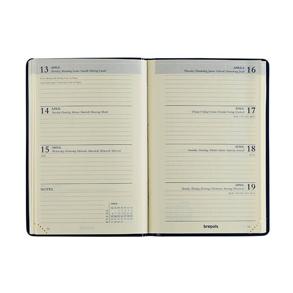 Brepols Delta Seta agenda hebdomadaire 2027 (1 semaine par 2 pages) 6 langues - noir 440328 - 2