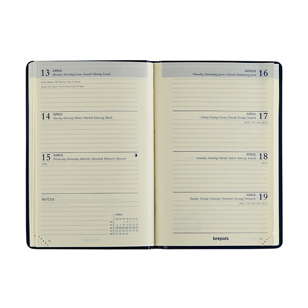 Brepols Delta Seta agenda semainier 2026 (1 semaine sur 2 pages) 6 langues - noir 0.834.2120.01.6.0 262507 - 2