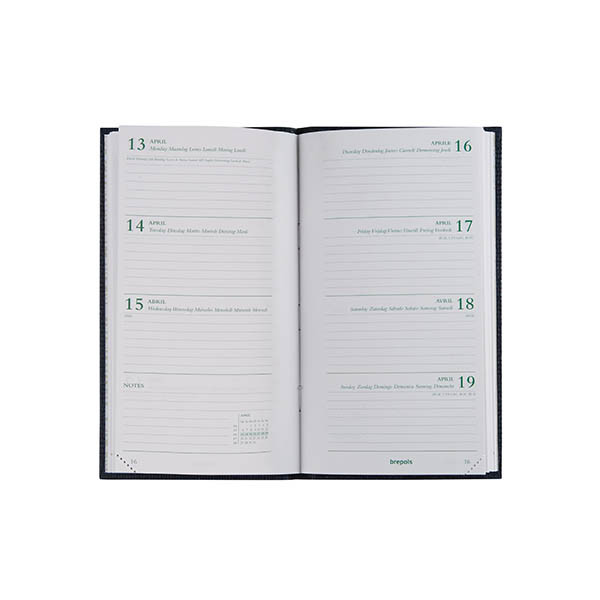 Brepols Ecorama Kazar agenda hebdomadaire 2027 (1 semaine par 2 pages) 6 langues - beige 440307 - 2
