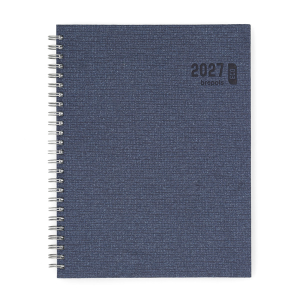 Brepols Ecotiming Kazar 2027 agenda semainier à spirale avec horaires (1 semaine sur 2 pages) 6 langues - bleu foncé 440358 - 1