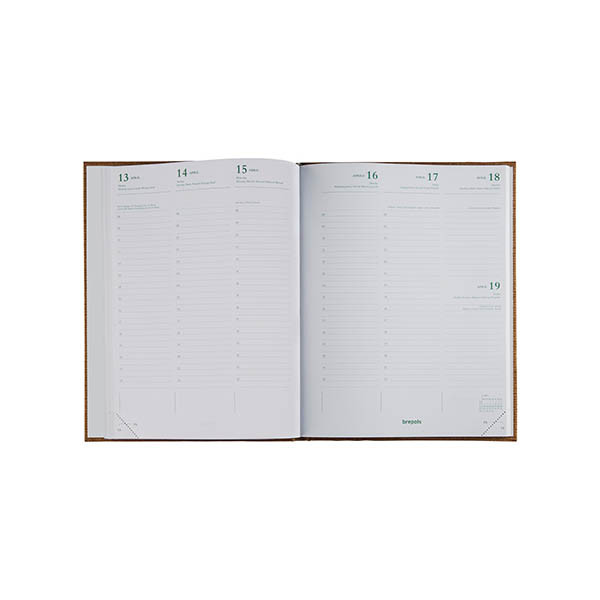 Brepols Ecotiming Kazar agenda hebdomadaire format horaire 2027 (1 semaine par 2 pages) 6 langues - beige 440305 - 2