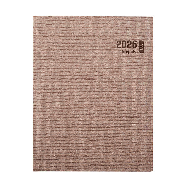 Brepols Ecotiming Kazar agenda semainier 2026 avec répartition par heure (1 semaine sur 2 pages) 6 langues - marron 0.180.0685.99.6.0BR 262484 - 1