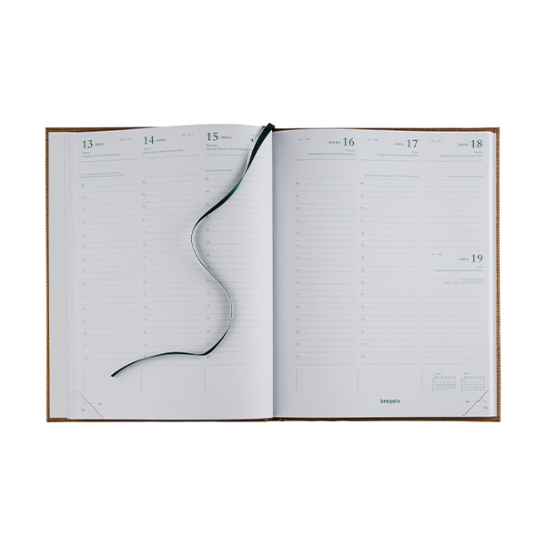 Brepols Ecotiming Kazar agenda semainier 2026 avec répartition par heure (1 semaine sur 2 pages) 6 langues - marron 0.180.0685.99.6.0BR 262484 - 2