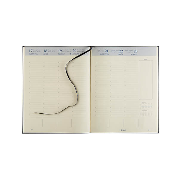 Brepols Essenz 16 mois agenda semainier avec répartition par heure 2026-2027 (1 semaine par 2 pages) 4 langues - anthracite 440176 - 2