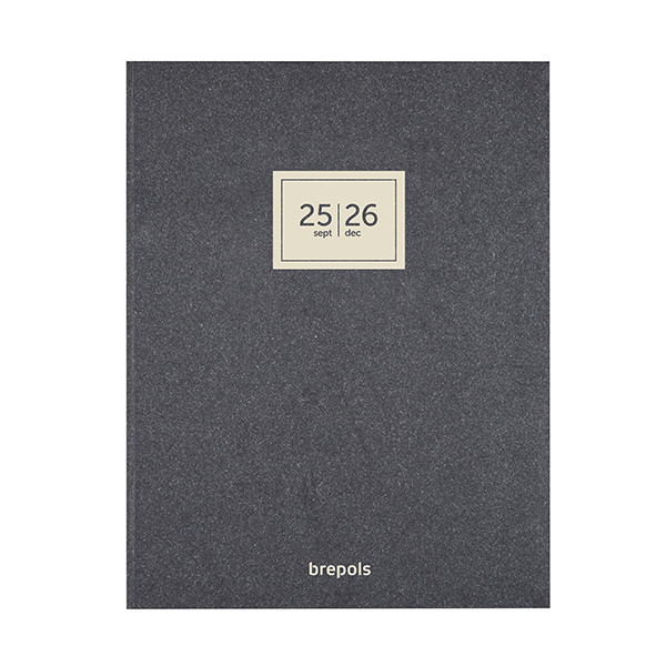 Brepols Essenz agenda semainier 16 mois avec répartition par heure 2025-2026 4 langues (1 semaine sur 2 pages) - anthracite 2.242.0674.15.6.0 261045 - 1