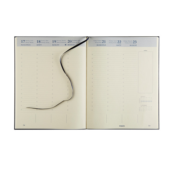 Brepols Essenz agenda semainier 16 mois avec répartition par heure 2025-2026 4 langues (1 semaine sur 2 pages) - anthracite 2.242.0674.15.6.0 261045 - 2