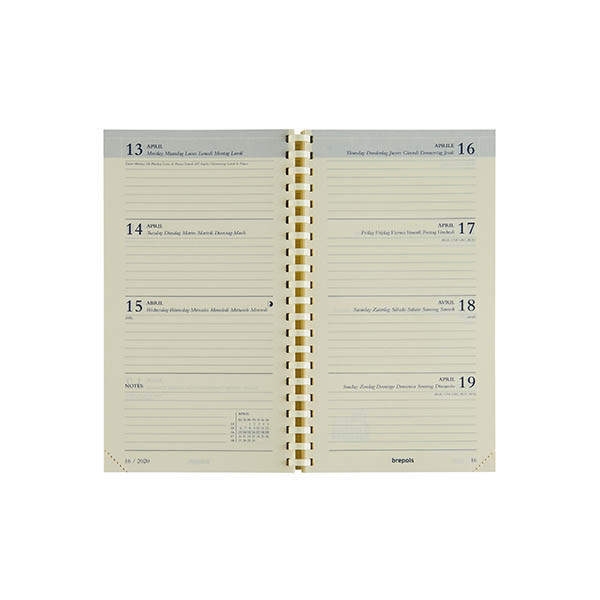 Brepols Interplan Genova agenda semainier 16 mois 2026-2027 (1 semaine sur 2 pages) 6 langues - bleu 440196 - 2