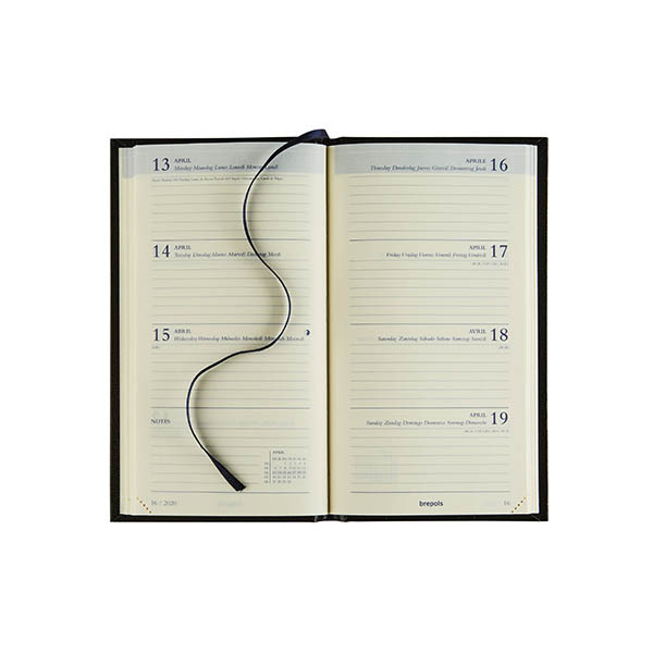 Brepols Interplan Nature agenda semainier 16 mois 2026-2027 (1 semaine sur 2 pages) 6 langues - gris-bleu 440191 - 2