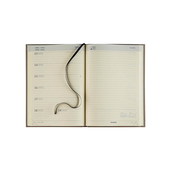 Brepols Nature 16 mois agenda semainier 2026-2027 (1 semaine par page) 4 langues - beige 440190 - 2