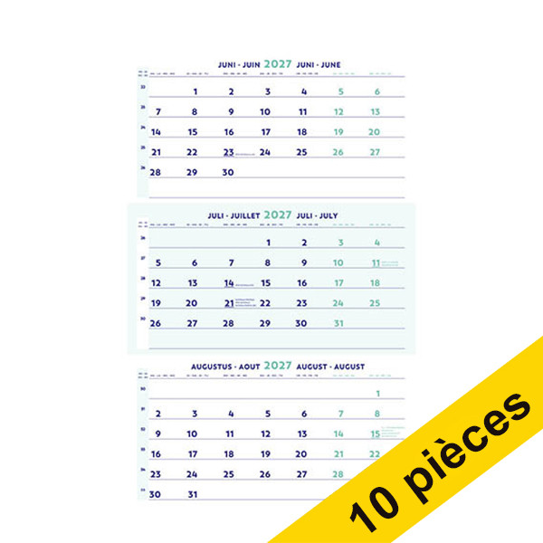 Offre : 10x Brepols calendrier trimestriel 2027 (4 langues) 440361 - 1