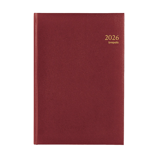 Brepols Omega Lima agenda semainier 2026 avec répartition par quart d'heure (1 semaine sur 2 pages) 6 langues - bordeaux 0.030.1256.04.6.0 262411 - 1