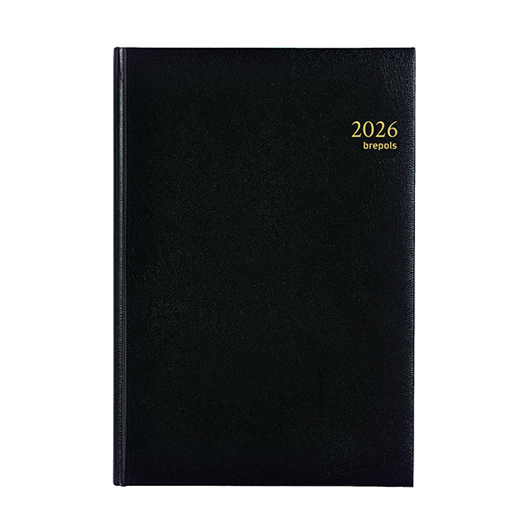 Brepols Omega Lima agenda semainier 2026 avec répartition par quart d'heure (1 semaine sur 2 pages) 6 langues - noir 0.030.1256.01.6.0 262410 - 1