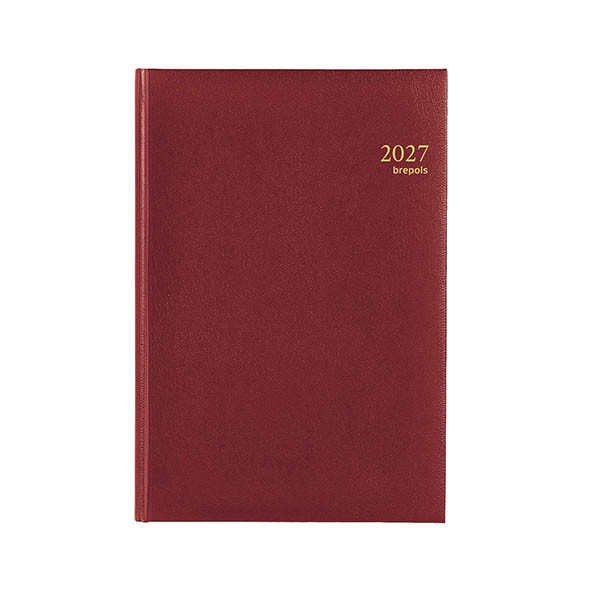 Brepols Omega Lima agenda semainier division de 15 minutes, 2027 (1 semaine par 2 pages) 6 langues - bordeaux 440210 - 1