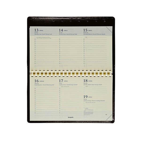 Brepols Omniplan Palermo agenda hebdomadaire format horaire 2027 (1 semaine par 2 pages) 6 langues - noir 440323 - 2