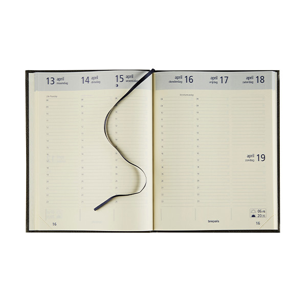 Brepols Optivision Large Classica agenda semainier avec répartition par heure 2026 (1 semaine sur 2 pages) NL - noir 0.117.1416.99.6.0ZW 262448 - 2