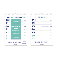 Brepols Optivision calendrier 2026 avec chiffres et lettres extra larges FR 262516
