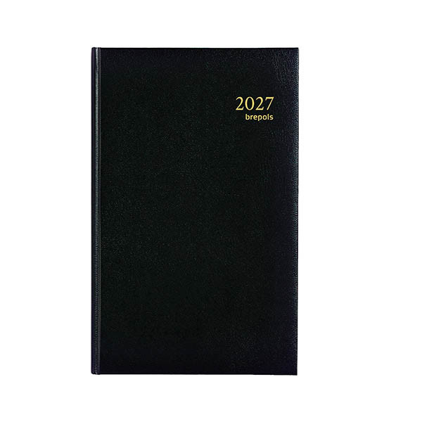 Brepols Saturnus Basic Lima agenda journalier 2027 (1 jour par page) 4 langues avec divisions par demi-heure - noir 440270 - 1