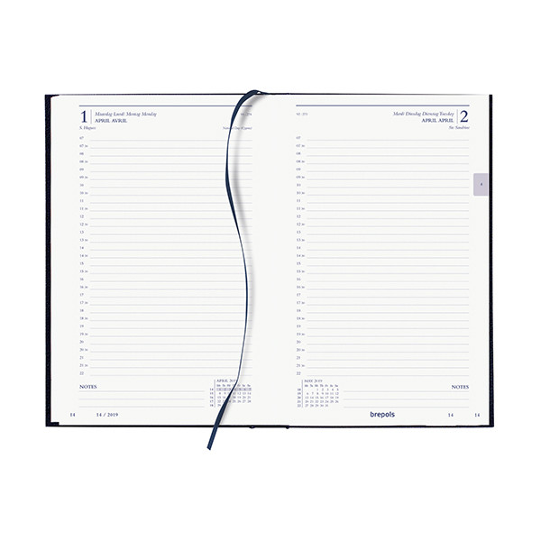 Brepols Saturnus Essenz agenda 16 mois avec répartition par demi-heure 2025-2026 4 langues (1 jour par page) - anthracite 2.210.0674.15.6.0 261044 - 2