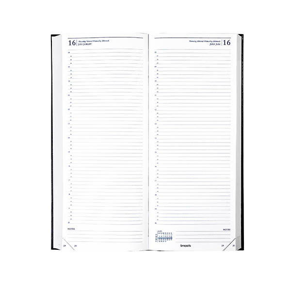 Brepols Saturnus Lima agenda avec répartition par quart d'heure 2027 (1 jour par 2 pages) 4 langues - noir 440202 - 2