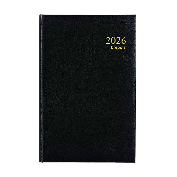 Brepols Saturnus Lima agenda journalier 2026 avec répartition par heure (2 jours par page) 4 langues - noir 0.221.1255.01.6.0 262437 - 1