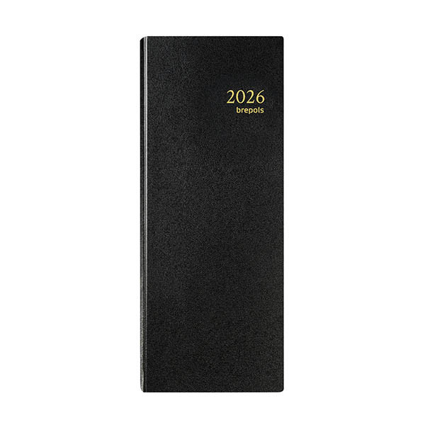 Brepols Saturnus Lima agenda journalier répartition par quart d'heure 2026 (1 jour sur 2 pages) 4 langues - noir 262557 - 1
