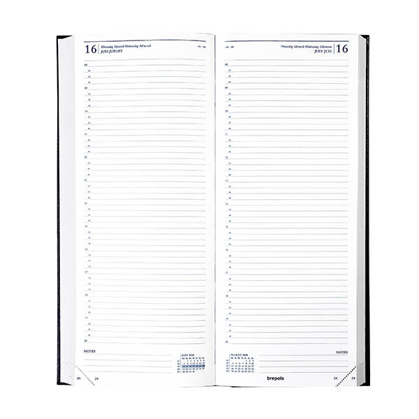Brepols Saturnus Lima agenda journalier répartition par quart d'heure 2026 (1 jour sur 2 pages) 4 langues - noir 262557 - 2