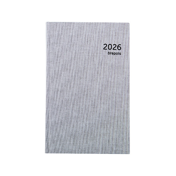 Brepols Saturnus Luxe Dubletta agenda journalier avec répartition par demi-heure 2026 (1 jour par page) 4 langues - gris 0.216.5455.99.6.0GREY 262434 - 1