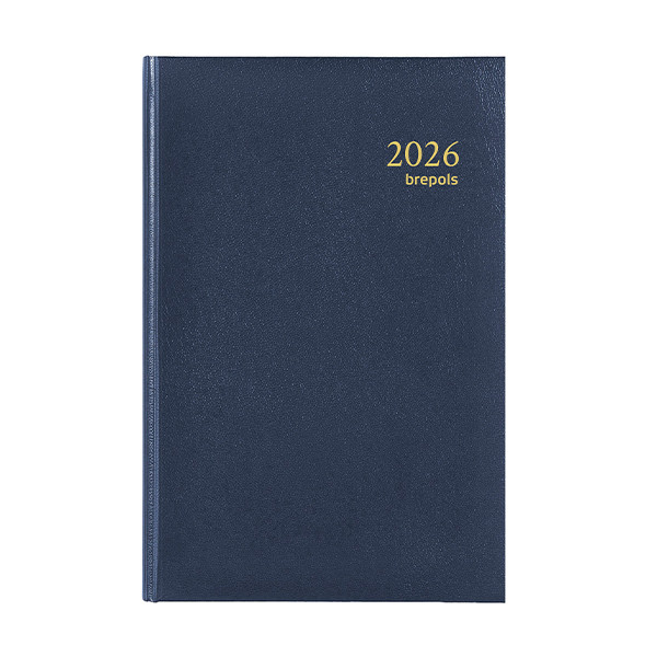 Brepols Saturnus Luxe Lima agenda journalier 2026 avec répartition par demi-heure (1 jour par page) 4 langues - bleu 0.216.1256.06.6.0 262409 - 1