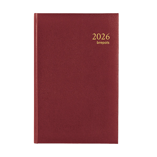 Brepols Saturnus Luxe Lima agenda journalier 2026 avec répartition par demi-heure (1 jour par page) 4 langues - bordeaux 0.216.1256.04.6.0 262408 - 1