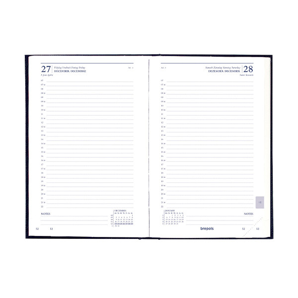 Brepols Saturnus Luxe Lima agenda journalier 2026 avec répartition par demi-heure (1 jour par page) 4 langues - bordeaux 0.216.1256.04.6.0 262408 - 2